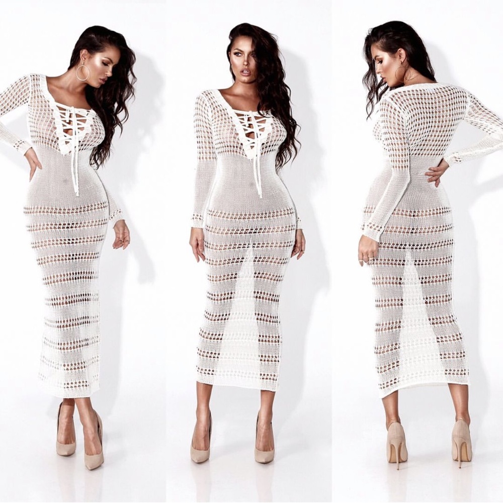 JLUXLABEL So Hot Coverup Dress in white/cream